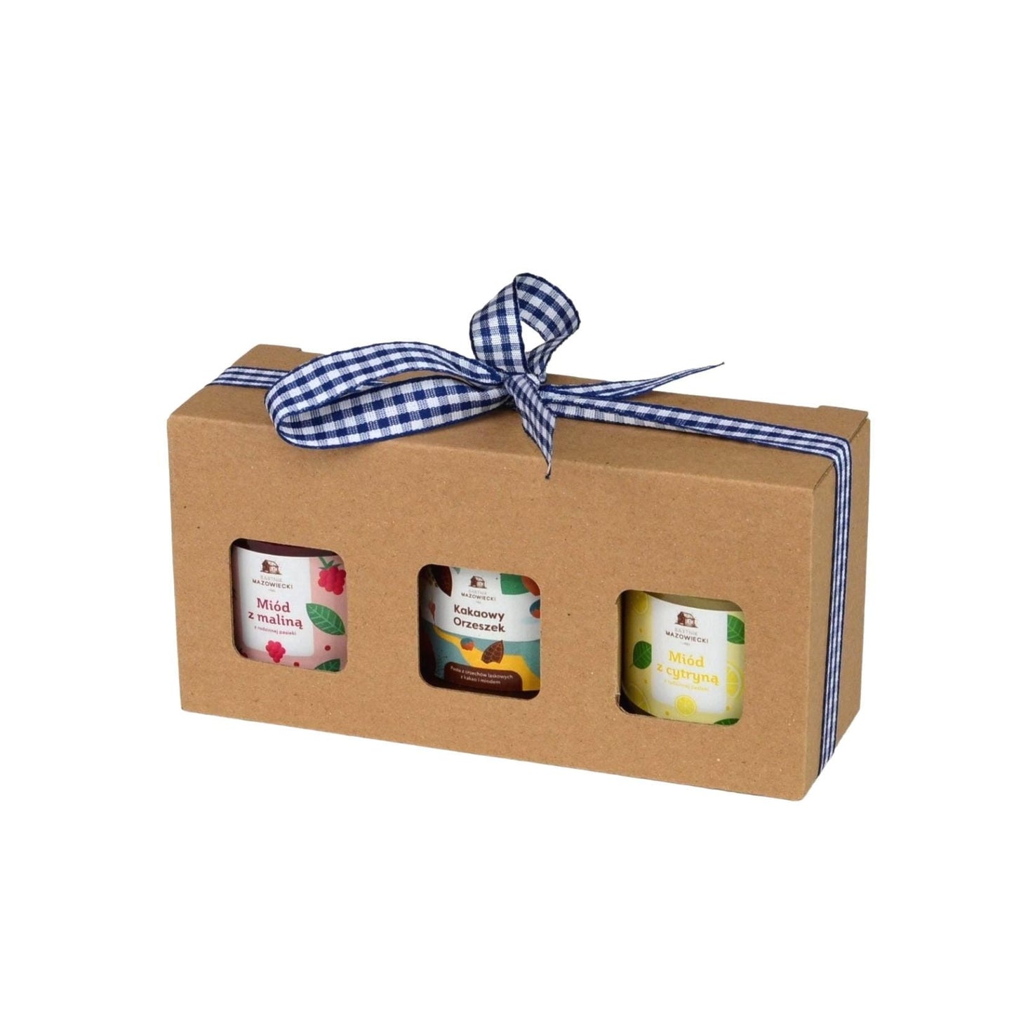 Zestaw testowy miód i pasta orzechowa 3 produkty (miód z maliną, miód z cytryną, Kakaowy Orzeszek)